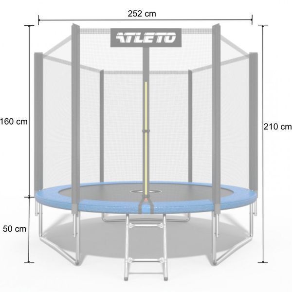 Батут дитячий з сіткою та драбинкою 252 см Atleto Код 20000800 фото