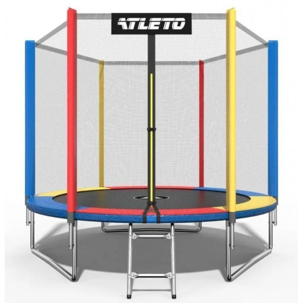 Батут Atleto 312 см з сіткою та драбинкою multikolor Код 21000133 фото
