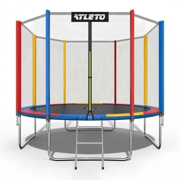 Батут Atleto 374 см з сіткою та драбинкою multikolor Код 21000140 фото