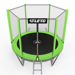 Батут дитячий з сіткою та драбинкою 312 см Atleto зелений + подарунок м'ячик 42400473 фото